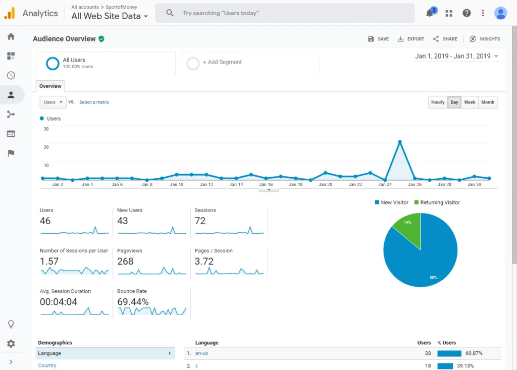January 2019 Google Analytics